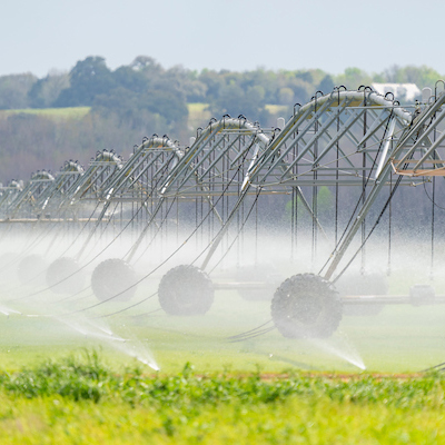Pivot sprayer in a field